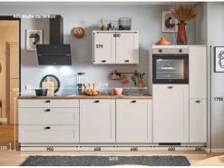 pino Küchenzeile 300cm Kaschmirgrau Matt Anschlag R 1 Geräte-, 1Apothekerschrank