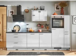 pino Küchenzeile 280cm Lichtgrau Hochglanz Anschlag R 1 Geräte-. 1 Seitenschrank