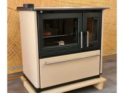 Plamen Küchenofen Holzherd 850 Glas Creme Linke Version und 8 kW