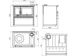 Plamen Küchenofen Holzherd 850 Glas Creme Linke Version und 8 kW