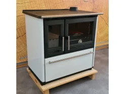 Plamen Küchenofen Holzherd 850 Glas Weiß Rechte Version und 8 kW