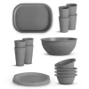ProHome Kunststoff Geschirr Set BPA Frei Grau 18 Teilig 4 Personen