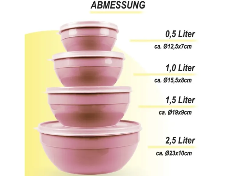 ProHome Vorratsdosen 4er Set Rund Rosa