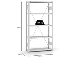PROREGAL Antibakterielles Fachbodenregal Stecksystem T-Profil HxBxT 200 x 100 x 30 cm 5 Ebenen Traglast 150 kg Antibakterielle Beschichtung Weiß