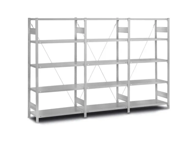 PROREGAL Edelstahlregal Stecksystem T-Profil HxBxT 250 x 100 x 50 cm 6 Ebenen Fachlast 200 kg Edelstahl Fachbodenregal