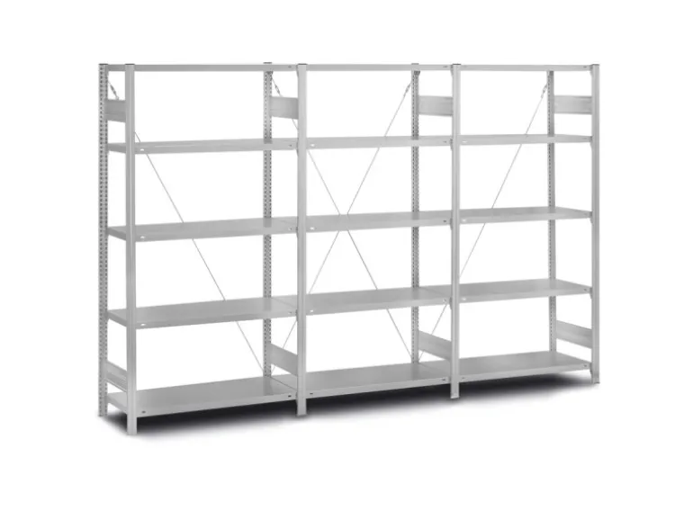 PROREGAL Edelstahlregal Stecksystem T-Profil HxBxT 175 x 100 x 30 cm 5 Ebenen Fachlast 200 kg Edelstahl Fachbodenregal