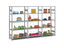 PROREGAL Edelstahlregal Stecksystem T-Profil HxBxT 175 x 100 x 50 cm 4 Ebenen Geschlitzter Fachboden Fachlast 150 kg Edelstahl Fachbodenregal