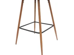 PROREGAL 2er-Set Barhocker Sitzhöhe 74cm Metall Holzoptik Stoff/Textil Türkis Barstuhl Tresenhocker Küchenhocker Mit Lehne