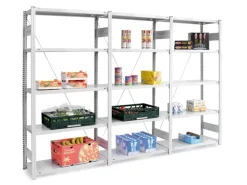 PROREGAL Lebensmittel Fachbodenregal Stecksystem T-Profil Grundregal HxBxT 300 x 100 x 30 cm 7 Ebenen Fachlast 150 kg Hygienische Beschichtung Weiß