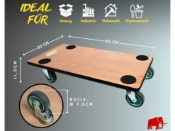 PROREGAL MegaDeal 4x Transportroller 4 Rollen HxBxT 11,5x30x60 cm Traglast 200kg Sperrholzplatte