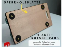 PROREGAL MegaDeal 4x Transportroller 4 Rollen HxBxT 11,5x30x60 cm Traglast 200kg Sperrholzplatte