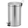 PROREGAL Runder Tretabfallsammler Mit Herausnehmbaren Kunststoff Inneneimer 12 Liter HxBxT 40 x 29,5 x 25,5 cm Matt Silber