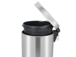 PROREGAL Runder Tretabfallsammler Mit Herausnehmbaren Kunststoff Inneneimer 12 Liter HxBxT 40 x 29,5 x 25,5 cm Matt Silber