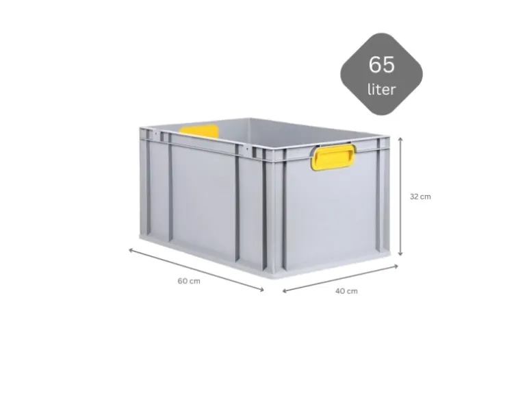 PROREGAL Spar Set 5x Eurobox Nextgen Color Mit Scharnierdeckel & Schiebeschnappverschlüsse HxBxT 32 x 40 x 60 cm Griffe Gelb Verstärkter Boden