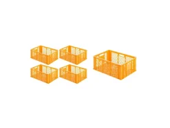PROREGAL SparSet 5x Eurobehälter Bäcker- und Konditorenkasten HxBxT 25 x 40 x 60 49 Liter Gelb-Orange Brötchenkiste Stapelbare Bäckerkiste