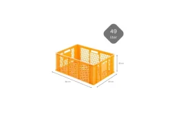PROREGAL SparSet 10x Eurobehälter Bäcker- und Konditorenkasten HxBxT 25 x 40 x 60 49 Liter Gelb-Orange Brötchenkiste Stapelbare Bäckerkiste