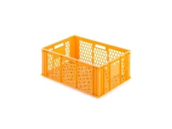 PROREGAL SuperSparSet 4x Eurobehälter Bäcker- und Konditorenkasten HxBxT 25 x 40 x 60 49 Liter Gelb-Orange Brötchenkiste Stapelbare Bäckerkiste