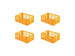 PROREGAL SuperSparSet 4x Eurobehälter Bäcker- und Konditorenkasten HxBxT 25 x 40 x 60 49 Liter Gelb-Orange Brötchenkiste Stapelbare Bäckerkiste