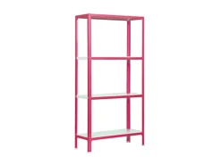 PROREGAL Wohnregal Living Koala Metal mit 4 Fachböden HxBxT 160 x 80 x 30 cm Fachlast 150 kg Rosa/Weiß