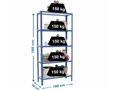 PROREGAL Wohnregal Living Koala Wood mit 5 Fachböden HxBxT 180 x 100 x 30 cm Fachlast 150 kg Blau/Weiß