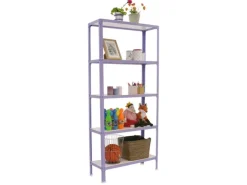 PROREGAL Wohnregal Living Koala Wood mit 5 Fachböden HxBxT 180 x 80 x 30 cm Fachlast 150 kg Lila/Weiß