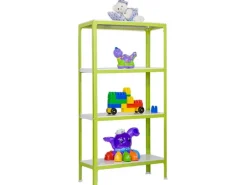 PROREGAL Wohnregal Living Koala Metal mit 4 Fachböden HxBxT 160 x 80 x 40 cm Fachlast 150 kg Grün/Weiß