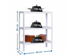 PROREGAL Wohnregal Living Koala Metal mit 3 Fachböden HxBxT 90 x 80 x 30 cm Fachlast 150 kg Weiß/Weiß