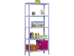 PROREGAL Wohnregal Living Koala Metal mit 5 Fachböden HxBxT 180 x 80 x 40 cm Fachlast 150 kg Lila/Weiß