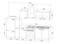 Respekta Economy Küchenzeile KB300ESGS 300 cm Grau-Eiche Sägerau