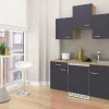 Respekta Economy Küchenzeile  150 cm Grau-Eiche Sägerau Nachbildung