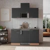 Respekta Economy Küchenzeile KB150BGMIC 150 cm Grau-Buche