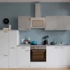 Respekta Economy Küchenzeile KB300WWBSC 300 cm Weiß-Beton Optik