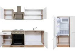 Respekta Economy Küchenzeile KB300ESWS 300 cm Weiß-Eiche Sägerau