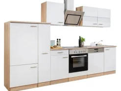 Respekta Economy Küchenzeile KB310ESWSC 310 cm Weiß-Eiche Sägerau