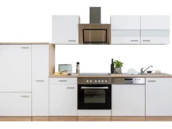 Respekta Economy Küchenzeile KB310ESWSC 310 cm Weiß-Eiche Sägerau