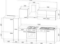 Respekta Economy Küchenzeile KB310ESWSC 310 cm Weiß-Eiche Sägerau