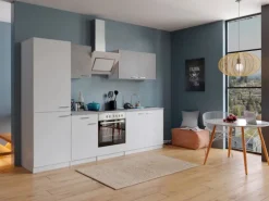 Respekta Economy Küchenzeile KB270WWBSCGKE178 270 cm Weiß-Beton Optik
