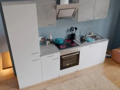 Respekta Economy Küchenzeile KB270WWBSCGKE178 270 cm Weiß-Beton Optik