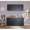 Respekta Economy Küchenzeile KB150ESSC 150 cm Schwarz-Eiche Sägerau