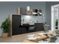 Respekta Economy Küchenzeile KB270ESSS 270 cm Schwarz-Eiche Sägerau