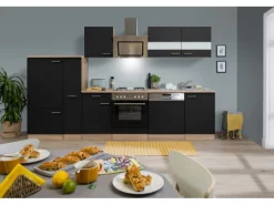 Respekta Economy Küchenzeile KB310ESSS 310 cm Schwarz-Eiche Sägerau