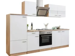 Respekta Economy Küchenzeile KB270ESWS 270 cm Weiß-Eiche Sägerau