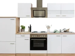 Respekta Economy Küchenzeile KB270ESWS 270 cm Weiß-Eiche Sägerau