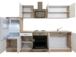 Respekta Economy Küchenzeile KB270ESWS 270 cm Weiß-Eiche Sägerau