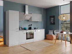 Respekta Economy Küchenzeile KB280WWBSCGKE178 280 cm Weiß-Beton Optik