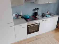 Respekta Economy Küchenzeile KB280WWBSCGKE178 280 cm Weiß-Beton Optik
