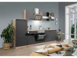 Respekta Economy Küchenzeile KB270ESGSC 270 cm Grau-Eiche Sägerau
