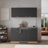 Respekta Economy Küchenzeile KB150BGC 150 cm Grau-Buche