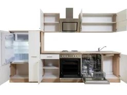 Respekta Economy Küchenzeile KB310ESWS 310 cm Weiß-Eiche Sägerau