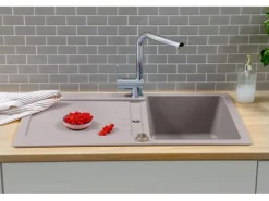 Respekta Einbauspüle Massivgranit Austin 86 cm x 50 cm Grau